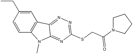 Pyrrolidine, 1-[[(8-ethyl-5-methyl-5H-1,2,4-triazino[5,6-b]indol-3-yl)thio]acetyl]- (9CI) Structure