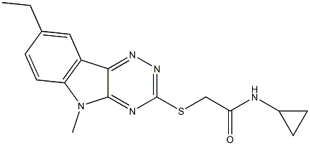Acetamide, N-cyclopropyl-2-[(8-ethyl-5-methyl-5H-1,2,4-triazino[5,6-b]indol-3-yl)thio]- (9CI) Struktur