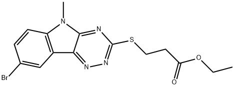 Propanoic acid, 3-[(8-bromo-5-methyl-5H-1,2,4-triazino[5,6-b]indol-3-yl)thio]-, ethyl ester (9CI) Structure