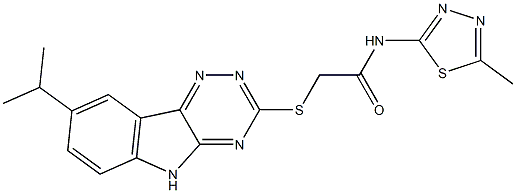 Acetamide, 2-[[8-(1-methylethyl)-2H-1,2,4-triazino[5,6-b]indol-3-yl]thio]-N-(5-methyl-1,3,4-thiadiazol-2-yl)- (9CI) Structure