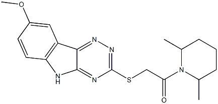 Piperidine, 1-[[(8-methoxy-2H-1,2,4-triazino[5,6-b]indol-3-yl)thio]acetyl]-2,6-dimethyl- (9CI) Structure