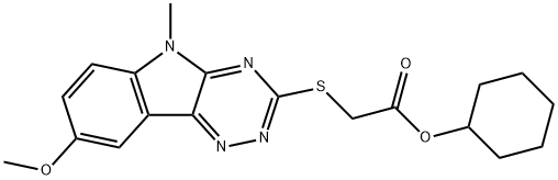 Acetic acid, [(8-methoxy-5-methyl-5H-1,2,4-triazino[5,6-b]indol-3-yl)thio]-, cyclohexyl ester (9CI) Struktur