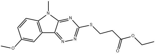 Propanoic acid, 3-[(8-methoxy-5-methyl-5H-1,2,4-triazino[5,6-b]indol-3-yl)thio]-, ethyl ester (9CI) Structure