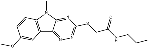 Acetamide, 2-[(8-methoxy-5-methyl-5H-1,2,4-triazino[5,6-b]indol-3-yl)thio]-N-propyl- (9CI) Structure