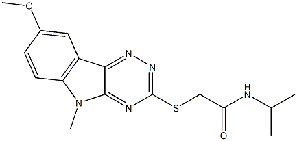 Acetamide, 2-[(8-methoxy-5-methyl-5H-1,2,4-triazino[5,6-b]indol-3-yl)thio]-N-(1-methylethyl)- (9CI) Structure
