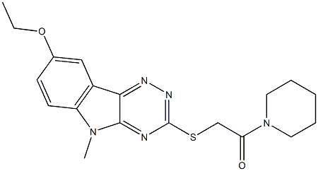 Piperidine, 1-[[(8-ethoxy-5-methyl-5H-1,2,4-triazino[5,6-b]indol-3-yl)thio]acetyl]- (9CI) Structure