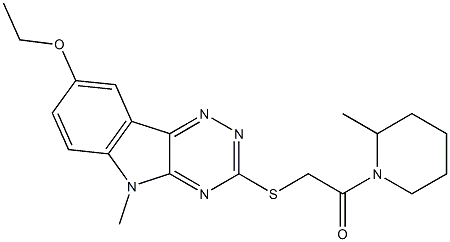 Piperidine, 1-[[(8-ethoxy-5-methyl-5H-1,2,4-triazino[5,6-b]indol-3-yl)thio]acetyl]-2-methyl- (9CI) Structure