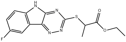 Propanoic acid, 2-[(8-fluoro-2H-1,2,4-triazino[5,6-b]indol-3-yl)thio]-, ethyl ester (9CI) Structure