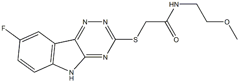 Acetamide, 2-[(8-fluoro-2H-1,2,4-triazino[5,6-b]indol-3-yl)thio]-N-(2-methoxyethyl)- (9CI) Structure