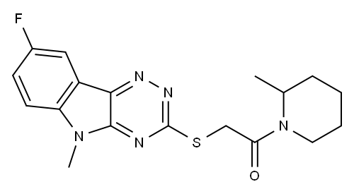 Piperidine, 1-[[(8-fluoro-5-methyl-5H-1,2,4-triazino[5,6-b]indol-3-yl)thio]acetyl]-2-methyl- (9CI) Structure