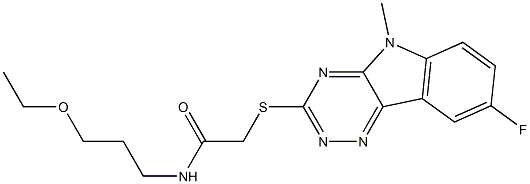 Acetamide, N-(3-ethoxypropyl)-2-[(8-fluoro-5-methyl-5H-1,2,4-triazino[5,6-b]indol-3-yl)thio]- (9CI) 结构式