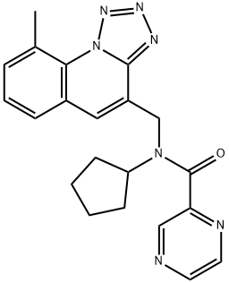 Pyrazinecarboxamide, N-cyclopentyl-N-[(9-methyltetrazolo[1,5-a]quinolin-4-yl)methyl]- (9CI) Structure