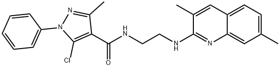 1H-Pyrazole-4-carboxamide,5-chloro-N-[2-[(3,7-dimethyl-2-quinolinyl)amino]ethyl]-3-methyl-1-phenyl-(9CI) Struktur