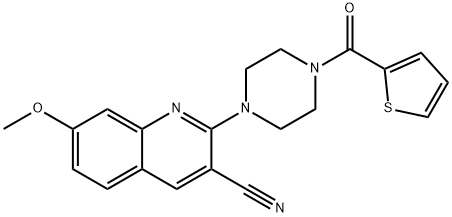 Piperazine, 1-(3-cyano-7-methoxy-2-quinolinyl)-4-(2-thienylcarbonyl)- (9CI) Struktur