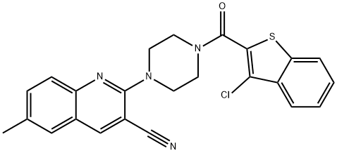 Piperazine, 1-[(3-chlorobenzo[b]thien-2-yl)carbonyl]-4-(3-cyano-6-methyl-2-quinolinyl)- (9CI) Struktur