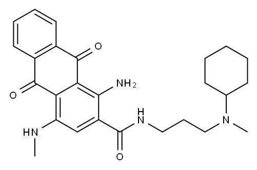 1-氨基-N-[3-(环己基甲基氨基)丙基]-9,10-二氢-4-(甲基氨基)-9,10-二氧代蒽-2-甲酰胺, 6041-29-8, 结构式