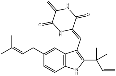 3-[[(Z)-2-(1,1-ジメチル-2-プロペニル)-5-(3-メチル-2-ブテニル)-1H-インドール-3-イル]メチレン]-6-メチレン-2,5-ピペラジンジオン 化学構造式