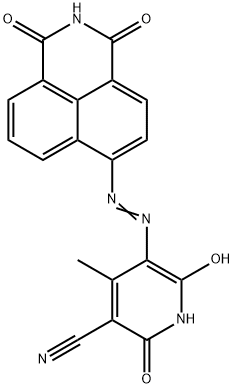 5-[(2,3-dihydro-1,3-dioxo-1H-benz[de]isoquinolin-6-yl)azo]-1,2-dihydro-6-hydroxy-4-methyl-2-oxonicotinonitrile 结构式