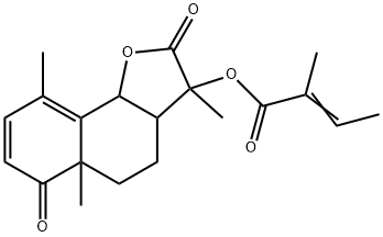 2-Methyl-2-butenoic acid 2,3,3a,4,5,5a,6,9b-octahydro-3,5a,9-trimethyl-2,6-dioxonaphtho[1,2-b]furan-3-yl ester Struktur