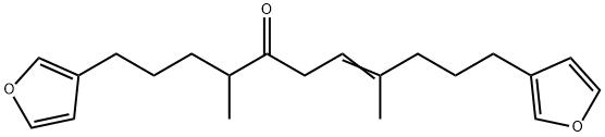 (7E)-1,11-ビス(3-フラニル)-4,8-ジメチル-7-ウンデセン-5-オン 化学構造式
