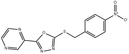 Pyrazine, [5-[[(4-nitrophenyl)methyl]thio]-1,3,4-oxadiazol-2-yl]- (9CI) Struktur