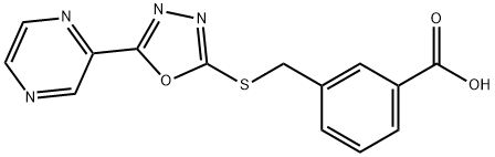 Benzoic acid, 3-[[(5-pyrazinyl-1,3,4-oxadiazol-2-yl)thio]methyl]- (9CI) Struktur
