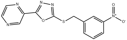Pyrazine, [5-[[(3-nitrophenyl)methyl]thio]-1,3,4-oxadiazol-2-yl]- (9CI) Struktur