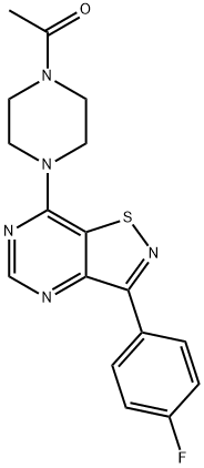 Piperazine, 1-acetyl-4-[3-(4-fluorophenyl)isothiazolo[4,5-d]pyrimidin-7-yl]- (9CI) Structure