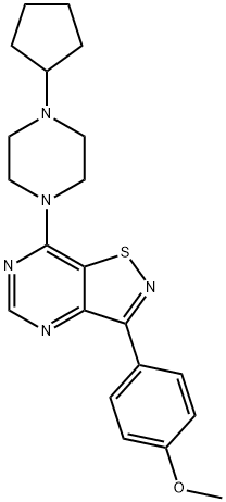 Isothiazolo[4,5-d]pyrimidine, 7-(4-cyclopentyl-1-piperazinyl)-3-(4-methoxyphenyl)- (9CI) Struktur