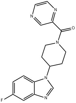 Piperidine, 4-(5-fluoro-1H-benzimidazol-1-yl)-1-(pyrazinylcarbonyl)- (9CI) 结构式