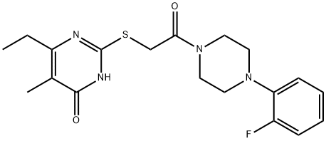Piperazine, 1-[[(6-ethyl-1,4-dihydro-5-methyl-4-oxo-2-pyrimidinyl)thio]acetyl]-4-(2-fluorophenyl)- (9CI) Structure