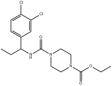 1-Piperazinecarboxylicacid,4-[[[1-(3,4-dichlorophenyl)propyl]amino]carbonyl]-,ethylester(9CI) Structure