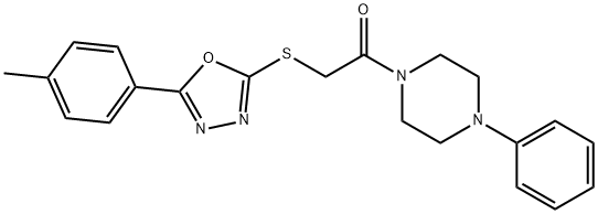 Piperazine, 1-[[[5-(4-methylphenyl)-1,3,4-oxadiazol-2-yl]thio]acetyl]-4-phenyl- (9CI) Structure