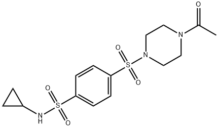 Piperazine, 1-acetyl-4-[[4-[(cyclopropylamino)sulfonyl]phenyl]sulfonyl]- (9CI) 结构式
