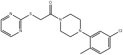 Piperazine, 1-(5-chloro-2-methylphenyl)-4-[(2-pyrimidinylthio)acetyl]- (9CI) Structure