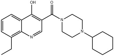 Piperazine, 1-cyclohexyl-4-[(8-ethyl-4-hydroxy-3-quinolinyl)carbonyl]- (9CI) 化学構造式