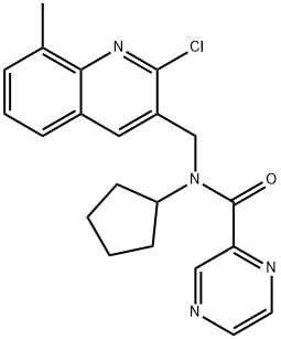 Pyrazinecarboxamide, N-[(2-chloro-8-methyl-3-quinolinyl)methyl]-N-cyclopentyl- (9CI),604780-15-6,结构式
