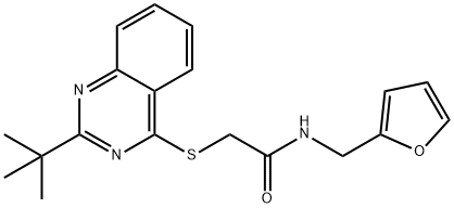 Acetamide, 2-[[2-(1,1-dimethylethyl)-4-quinazolinyl]thio]-N-(2-furanylmethyl)- (9CI) 化学構造式