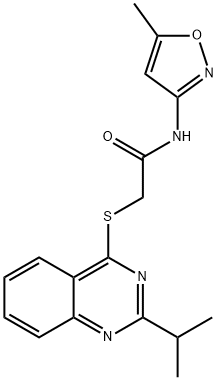 Acetamide, 2-[[2-(1-methylethyl)-4-quinazolinyl]thio]-N-(5-methyl-3-isoxazolyl)- (9CI) Structure