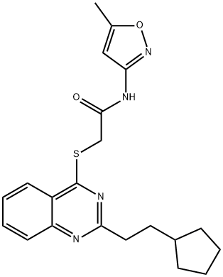 Acetamide, 2-[[2-(2-cyclopentylethyl)-4-quinazolinyl]thio]-N-(5-methyl-3-isoxazolyl)- (9CI) Structure