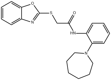 Acetamide, 2-(2-benzoxazolylthio)-N-[2-(hexahydro-1H-azepin-1-yl)phenyl]- (9CI) Structure