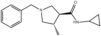 3-Pyrrolidinecarboxamide,N-cyclopropyl-4-methyl-1-(phenylmethyl)-,(3S,4S)- Struktur