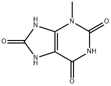 4,9-ジヒドロ-3-メチル-1H-プリン-2,6,8(3H)-トリオン 化学構造式