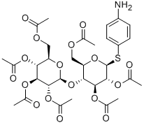 4-Aminophenyl2,3,6-tri-O-acetyl-4-O-(2,3,4,6-tetra-O-acetyl-b-D-glucopyranosyl)-b-D-thioglucopyranoside Structure
