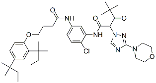 N-[5-[[4-[2,4-bis(tert-pentyl)phenoxy]butyryl]amino]-2-chlorophenyl]-alpha-pivaloyl-3-morpholino-1H-1,2,4-triazole-1-acetamide Struktur