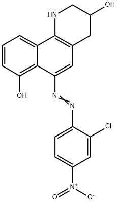 6-[(2-CHLORO-4-NITROPHENYL)AZO]-1,2,3,4-TETRAHYDROBENZO[H]QUINOLINE-3,7-DIOL, 6054-53-1, 结构式