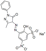 sodium 3-[(4,5-dihydro-3-methyl-5-oxo-1-phenyl-1H-pyrazol-4-yl)azo]-2-hydroxy-5-nitrobenzenesulphonate  Struktur