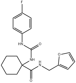 Cyclohexanecarboxamide, 1-[[[(4-fluorophenyl)amino]carbonyl]amino]-N-(2-furanylmethyl)- (9CI) Structure