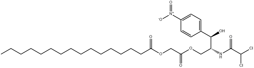 [R-(R*,R*)]-2-[2-[(dichloroacetyl)amino]-3-hydroxy-3-(4-nitrophenyl)propoxy]-2-oxoethyl hexadecanoate Structure