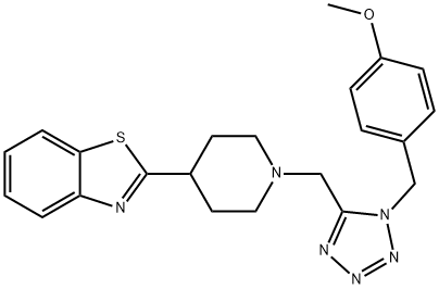 Benzothiazole, 2-[1-[[1-[(4-methoxyphenyl)methyl]-1H-tetrazol-5-yl]methyl]-4-piperidinyl]- (9CI) 结构式
